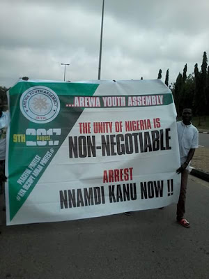 Arewa Youths protest in Abuja, call for the arrest of Nnamdi Kanu
