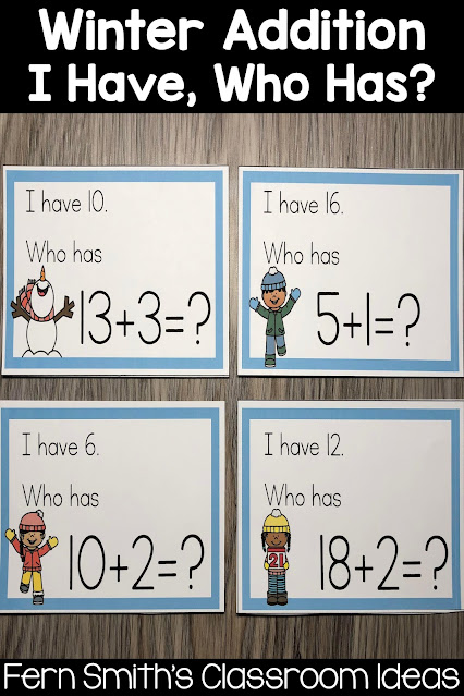 Download This Cute Winter Themed Addition Sums to 20, I Have, Who Has? Card Game For Your Class Today!
