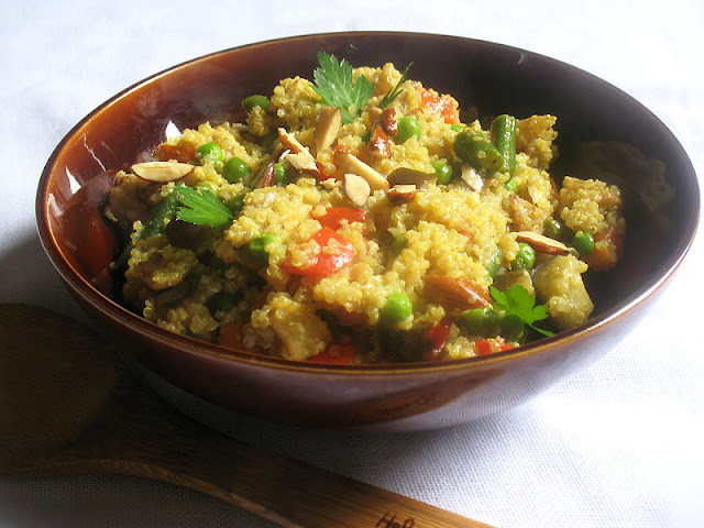 quinoa with almond and mixed vegetables