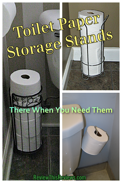 toilet paper holder storage stand next to toilet