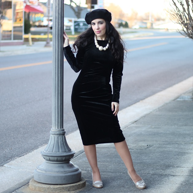 Belle Poque Black Velvet Dress