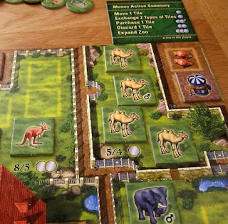 Part of the board during a game of Zooloretto