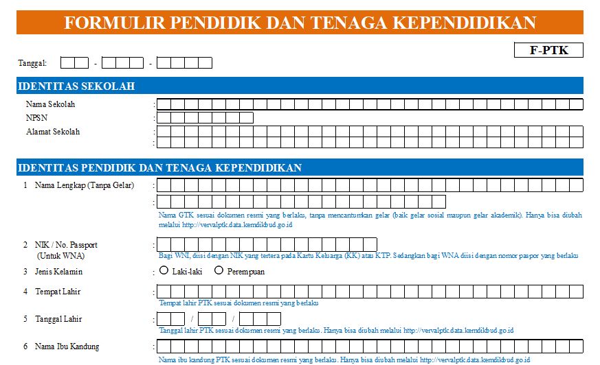 Download Formulir GTK dan Panduannya