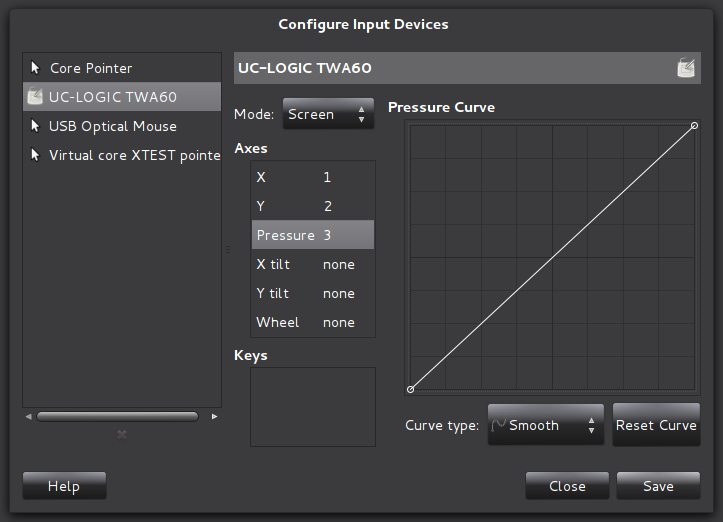 Setting the general behavior of pressure on our graphic tablet.