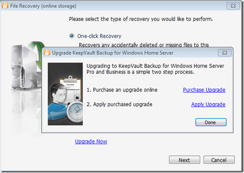 Upgrade KeepVault Backup for Windows Home Server