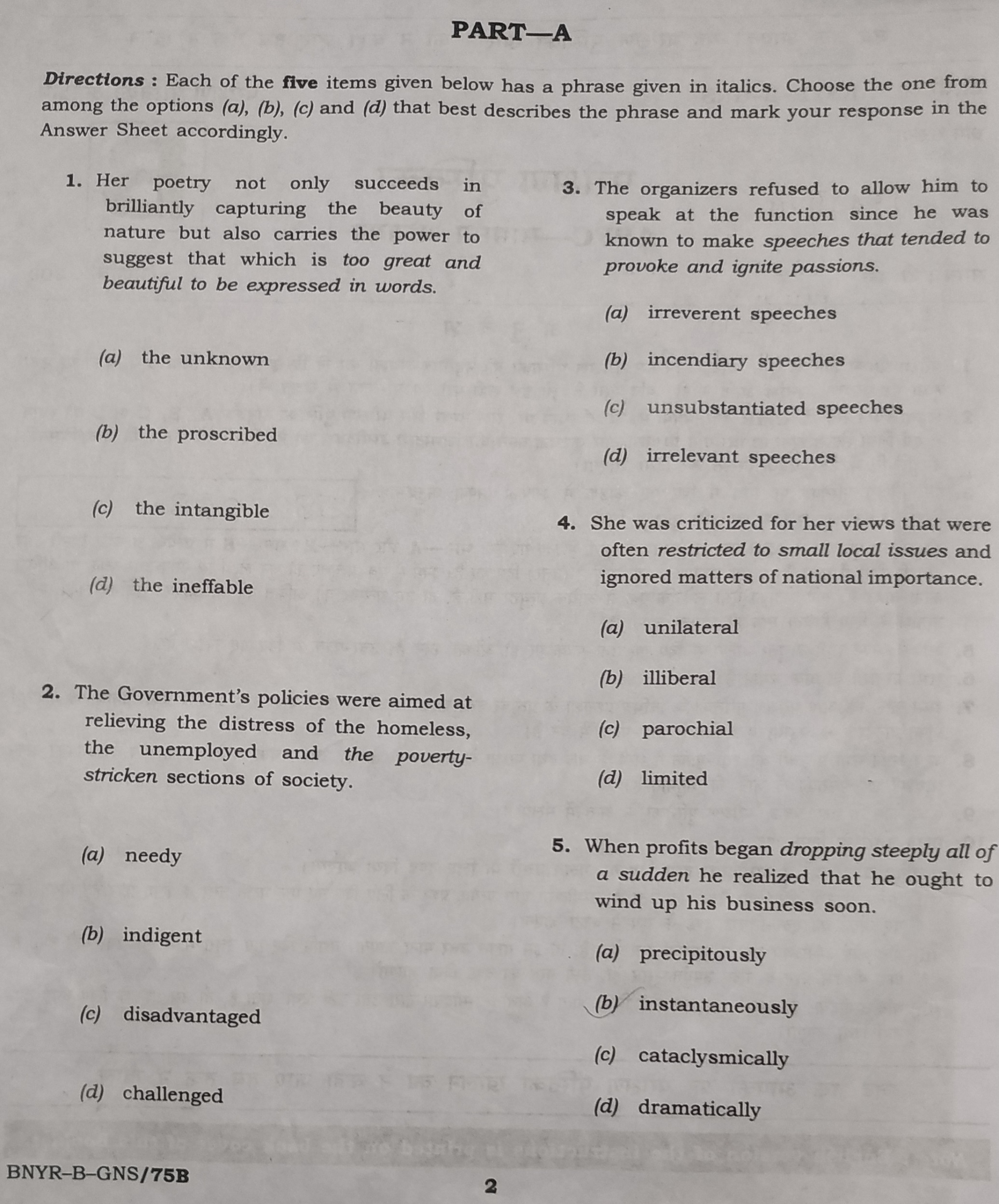UPSC APFC Question Papers 2023