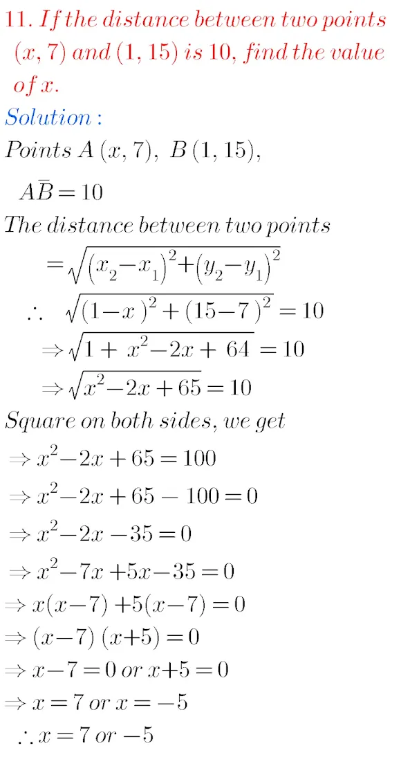 CO-ORDINATE  GEOMETRY  EXCERCISE-7.1   Q.NO.11