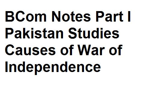 BCom Notes Part I Pakistan Studies Causes of War of Independence