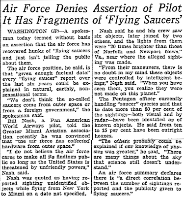 Air Denies It Has Fragments of 'Flying Saucers' (UFOs)