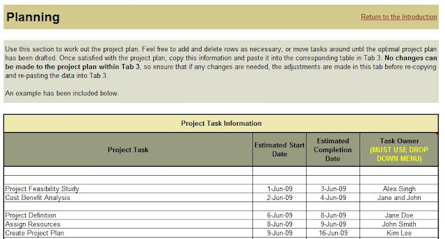 Project planning template