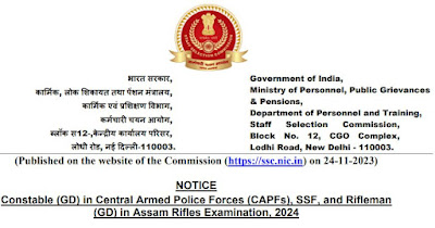 SSC GD Constable Recruitment for the year 2024