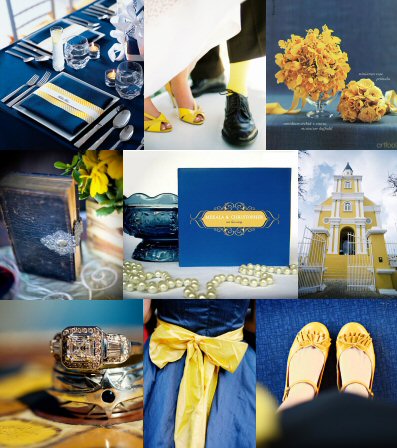 Blue Yellow Wedding Inspirations Color Gold