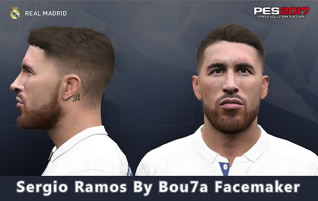 Face Sergio Ramos (3D beard) PES 2017 By Bou7a Facemaker