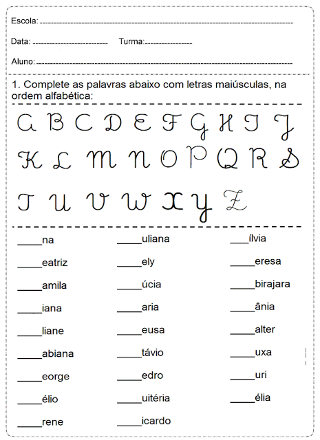 Confira nesta postagem atividades prontas para imprimir para trabalhar alfabetização com alunos do primeiro ano do Ensino Fundamental.