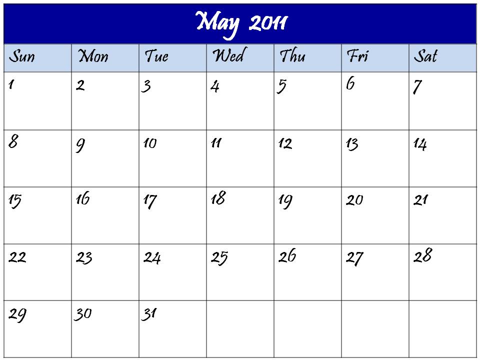 blank calendar. lank calendar 2011 may.