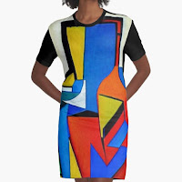 Dress with cubist still life design