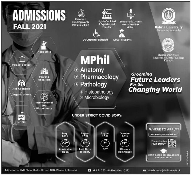 APPLY ONLINE: Admissions Open in Bahria University 2021