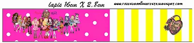 Free Printable Candy Bar Labels for Ever After High Yellow and Pink.