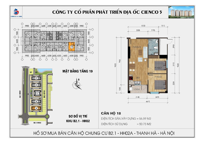 Mặt bằng căn hộ 18 tầng 19 chung cư b21 hh02a thanh hà mường thanh cienco 5 land