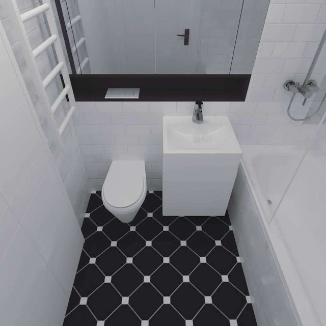 Black and White Combination Bathroom Ceramic Motif