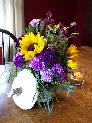 purple and yellow wedding bouquets