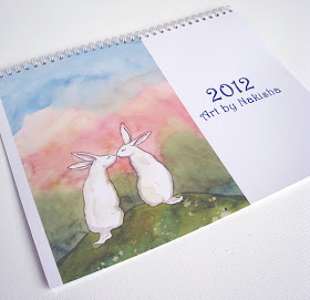 Art by Nakisha calendar, with bunny drawings