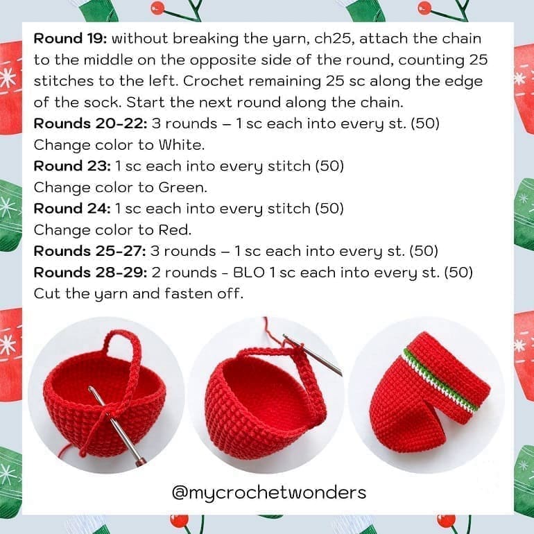 Christmas sock crochet pattern
