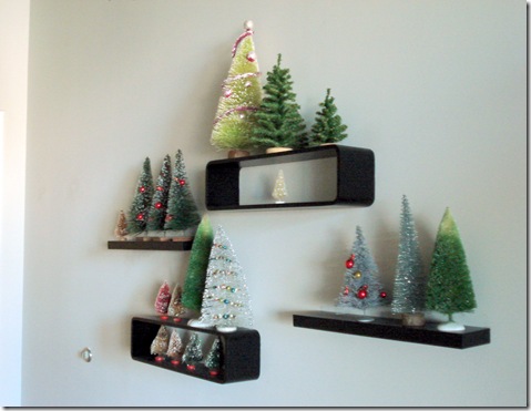 trees on shelves