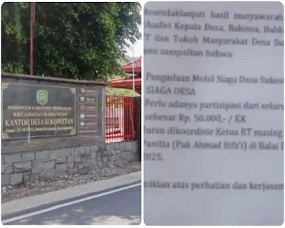 Dikabarkan Warga Desa Sukowetan Trenggalek Dimintai Iuran Beli Mobil Siaga