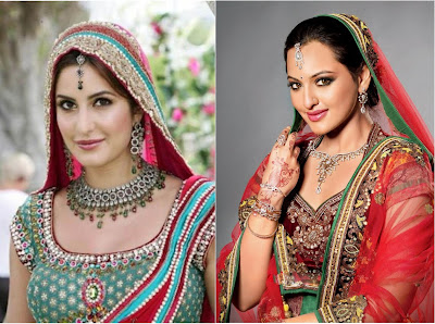 Katrina and Sonakshi in traditional dress