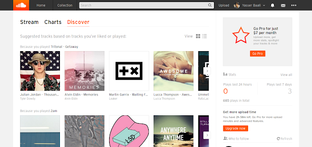 Screenshot of Soundcloud's Discover Feature