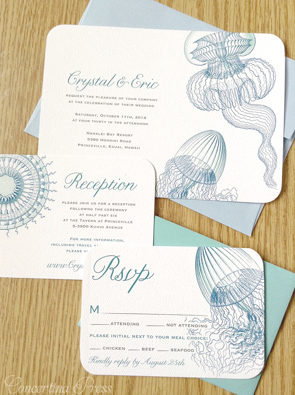 Beach Wedding Invitation Ideas from Concertina Press - Jellyfish