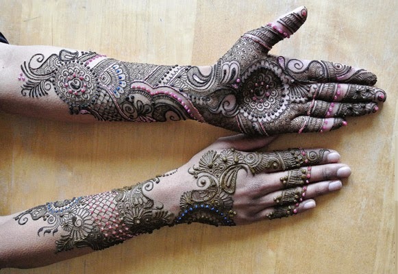 Latest Colour Glitter Mehndi Designs 2015 Wallpapers Free Download