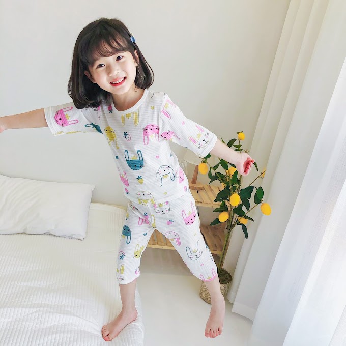Bộ đồ lửng bé gái vải Modal sợi Sồi cho bé từ 9kg-23kg 1 tuổi-5 tuổi hình in đáng yêu đồ bộ mặc ngủ đi học cho bé gái
