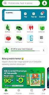 halaman utama aplikasi gojek