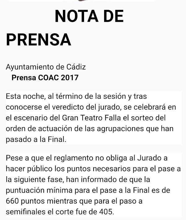 Sorteo de la Final esta noche tras #COAC2017S3