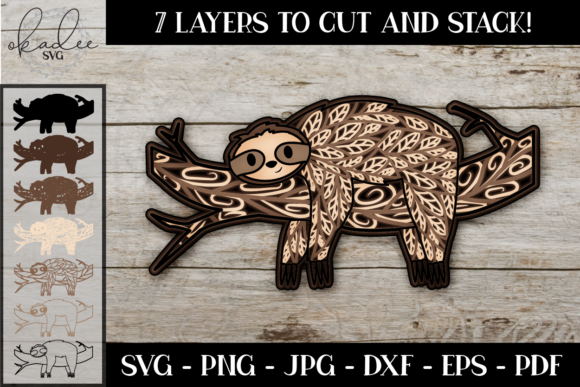 Download 3d Mandala Sloth Paper Cut File