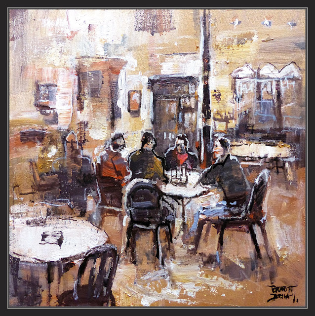 PRAGA-PINTURA-CAFE MILENA-CAFETERIA-INTERIORES-CAFETERIAS-RECUERDOS-FRANZ KAFKA-CUADROS-CHEQUIA-ARTISTA-PINTOR-ERNEST DESCALS