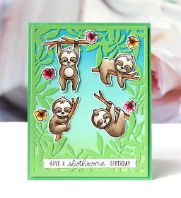 Sunny Studio Stamps: Silly Sloths Customer Card by Karin Akesdotter