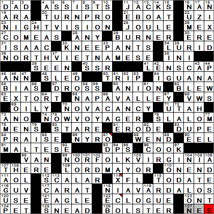 Sunday Crossword on Com  0106 13 New York Times Crossword Answers 6 Jan 13  Sunday