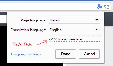 Enable Always Translate Google Chrome