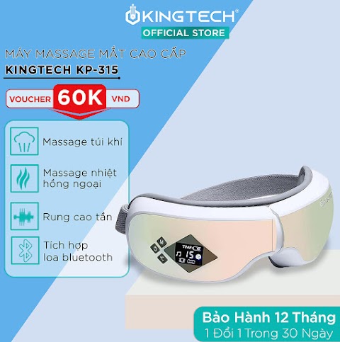 Máy Massage Mắt Cao Cấp KINGTECH KY-925 - Mát xa Áp Suất Túi Khí Kèm Nhiệt - Tích Hợp Nghe Nhạc Bluetooth - Giảm Mỏi, Khô Mắt, Quầng Thâm - Cải Thiện Giấc Ngủ - Hàng Chính Hãng