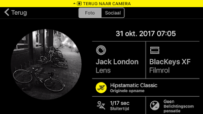 Screenshot Hipstamatic-instellingen Jack London + BlacKeys XF