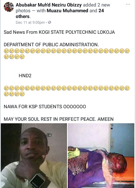 Graphic: Final year student of Kogi State Polytechnic stabbed to death by his friend