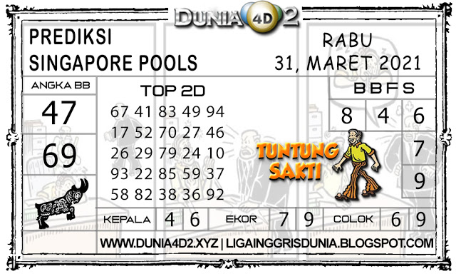 Prediksi Togel SINGAPORE DUNIA4D2 31 MARET 2021