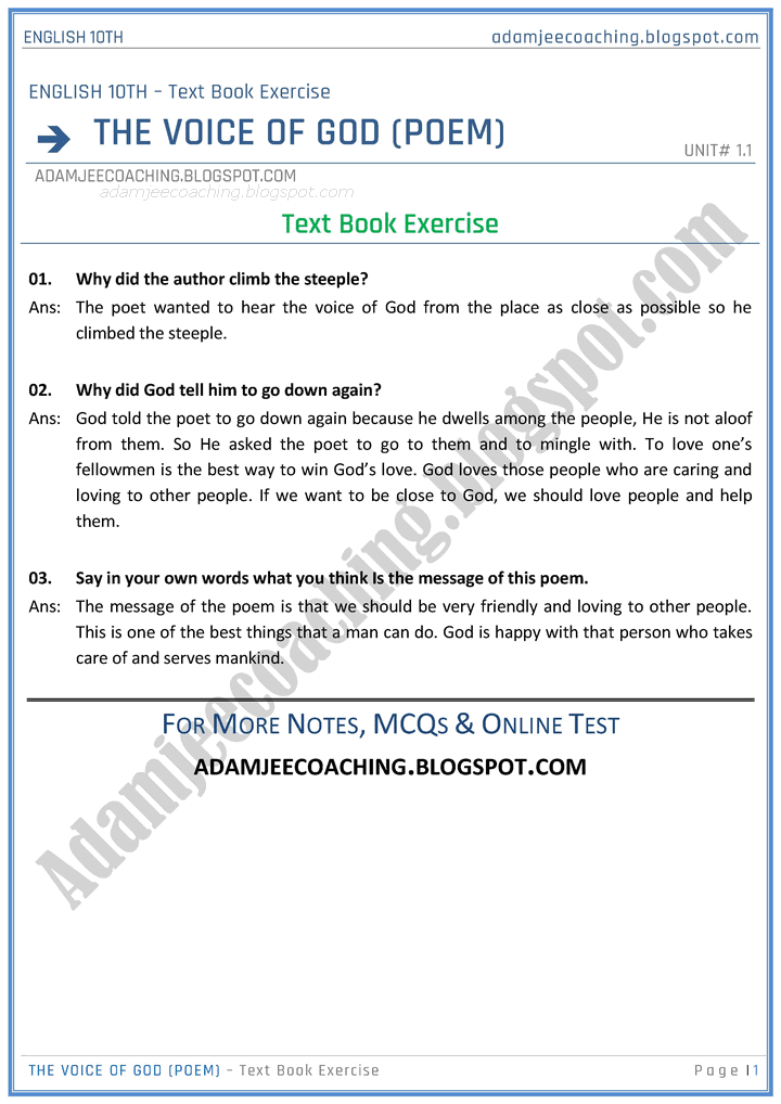 the-voice-of-god-solved-book-exercise-english-10th