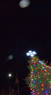 orbs near Christmas tree