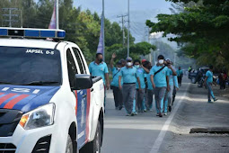Personil Polresta Jayapura Kota Gelar Jalan Santai Jaga Daya Tahan Tubuh di Masa Pandemi Covid-19