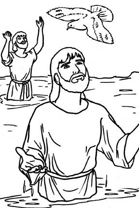 Dibujo del Bautizo de Jesús para colorear