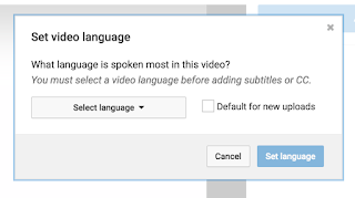 Screenshot for Choosing your Video Language for captioning.